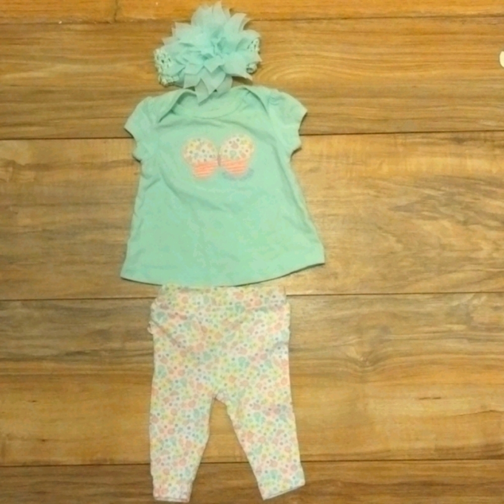 NB baby item shirt pants w head band